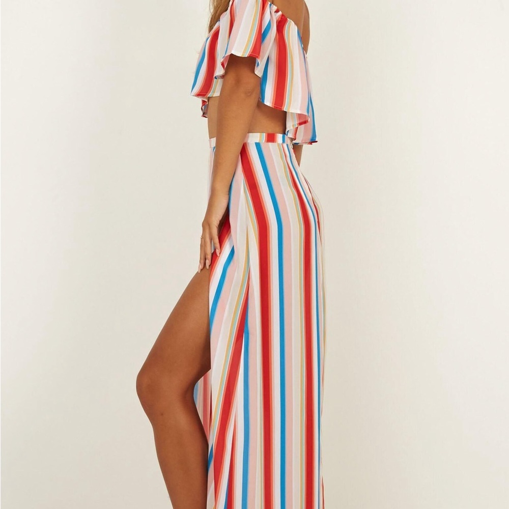 Showpo The Sound Of Sunset Rainbow Stripe 2 Piece Set Size 2 - Picture 2 of 10